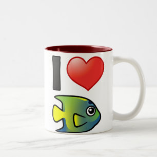 Tasse 2 Couleurs J'aime les poissons-anges de la Reine