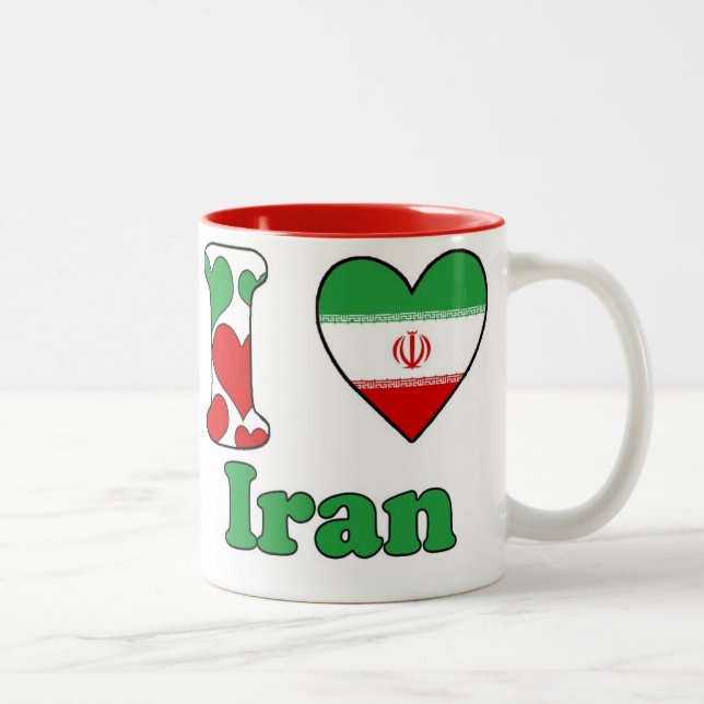 Tasse 2 Couleurs J'aime l'Iran (Droit)