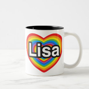 Tasse 2 Couleurs J'aime Lisa. Je t'aime Lisa. Coeur
