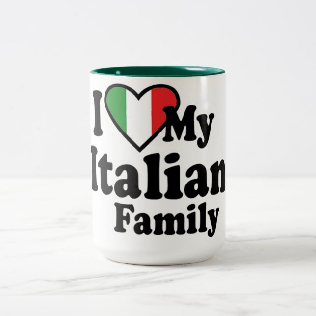 Tasse 2 Couleurs J'Aime Ma Famille Italienne (Centre)