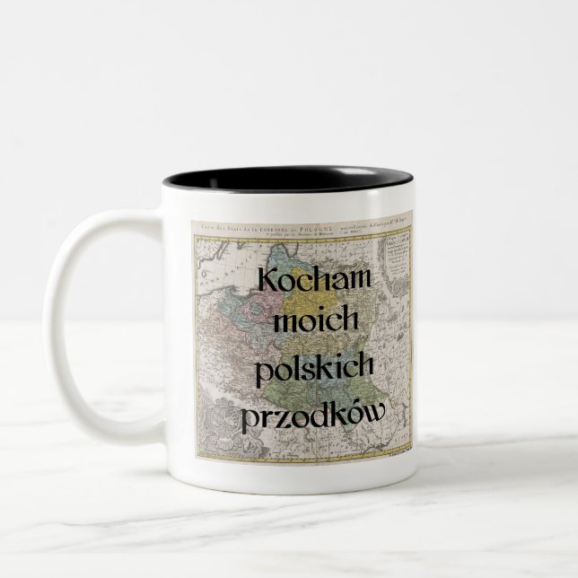 Tasse 2 Couleurs J'Aime Mes ancêtres polonais | Musique personnalis (Gauche)