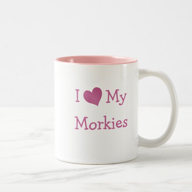 Tasse 2 Couleurs J'Aime Mes Morkies (Droit)