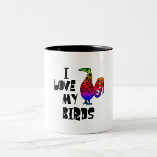 Tasse 2 Couleurs J'Aime Mes Oiseaux