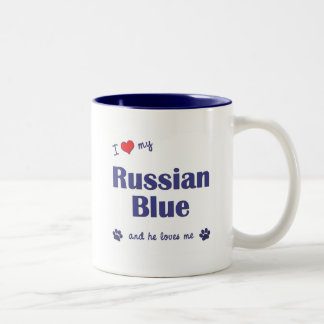 Tasse 2 Couleurs J'aime mon bleu russe (le chat masculin)