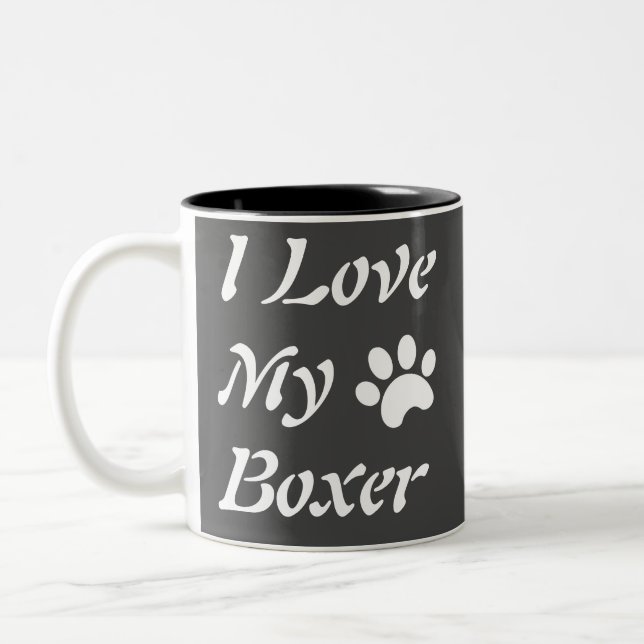 Tasse 2 Couleurs J'aime mon Boxer (Gauche)