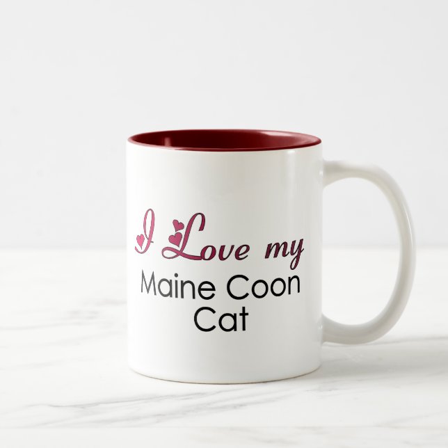 Tasse 2 Couleurs J'aime mon chat de ragondin du Maine (Droit)