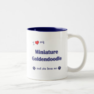 Tasse 2 Couleurs J'aime mon Goldendoodle miniature (le chien