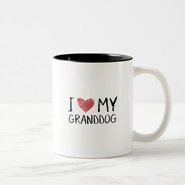 Tasse 2 Couleurs J'aime mon Granddog (Droit)
