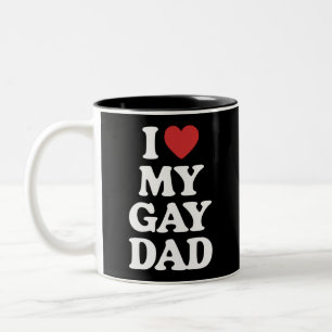 Tasse 2 Couleurs J'aime mon père gay je cœur mon père gay