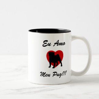 Tasse 2 Couleurs J'Aime, Mon Pug ! ! ! 2