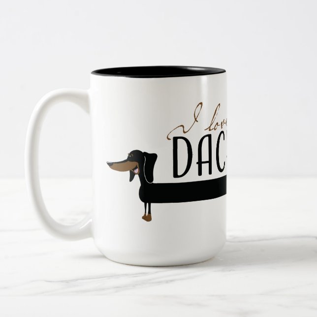 Tasse 2 Couleurs J'aime mon teckel (Gauche)