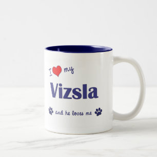Tasse 2 Couleurs J'aime mon Vizsla (le chien masculin)