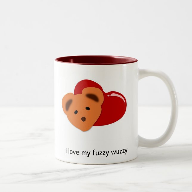 Tasse 2 Couleurs j'aime mon wuzzy brouillé (Droit)