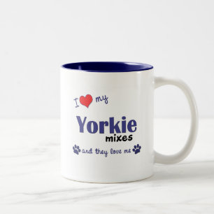 Tasse 2 Couleurs J'aime mon Yorkie se mélange (les chiens