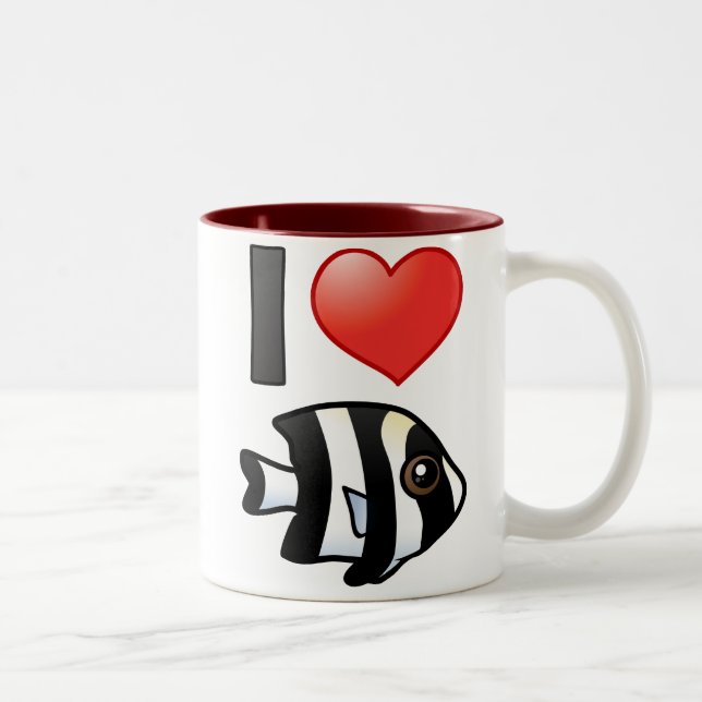 Tasse 2 Couleurs J'Aime Quatre Épais (Droit)