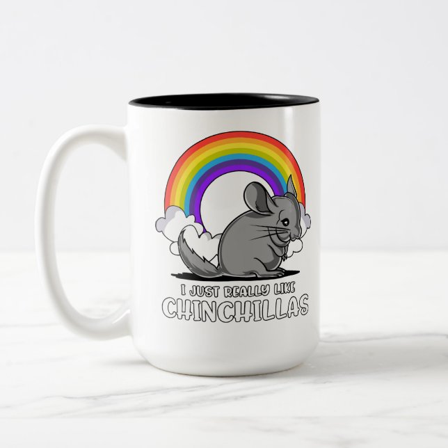 Tasse 2 Couleurs J'Aime Vraiment Chinchillas Joli Animal (Gauche)