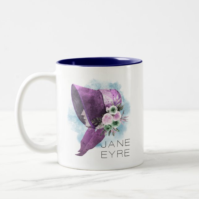 Tasse 2 Couleurs Jane Eyre Bonnet Fleurs violettes et bleues (Gauche)