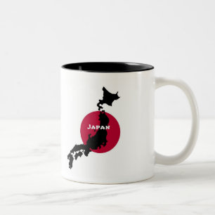 Tasse 2 Couleurs Japon - Carte Silhouette et drapeau