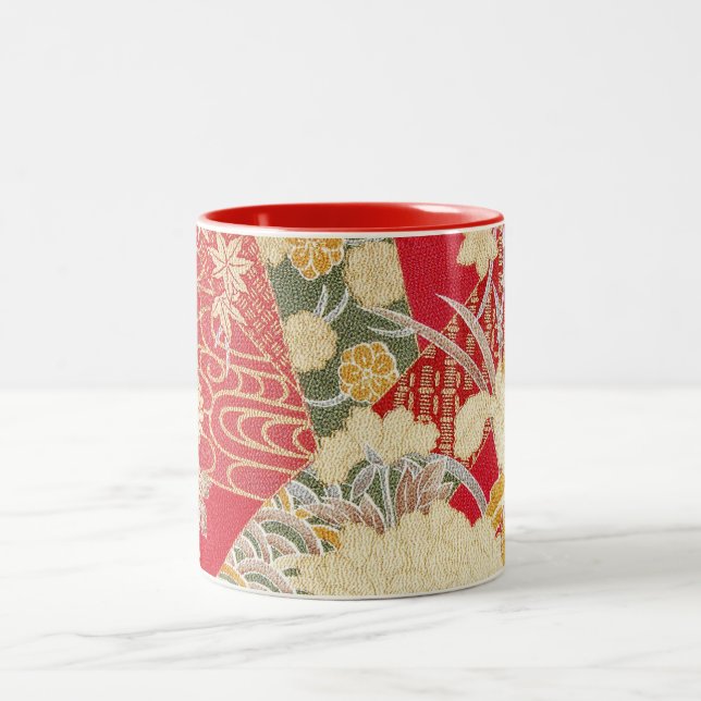 Tasse 2 Couleurs Japonais KIMONO Textile, motif floral (Centre)
