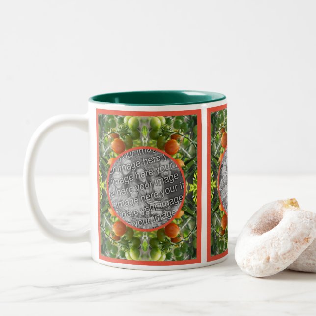 Tasse 2 Couleurs Jardin Cerisier Tomates Cadre Ajouter Votre Propre (Avec donut)