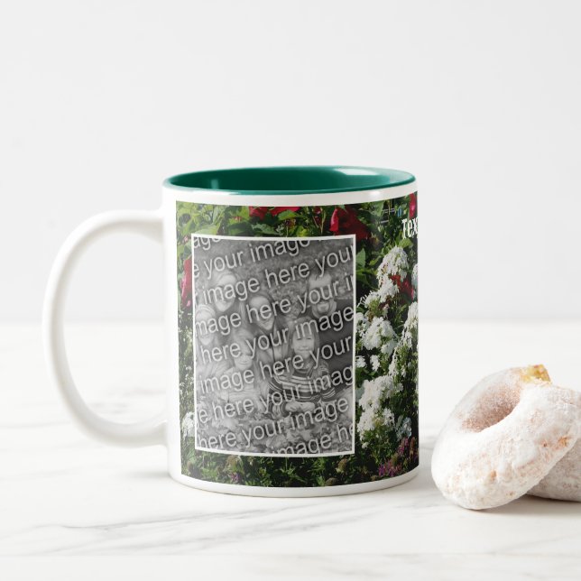 Tasse 2 Couleurs Jardin Fleur White Phlox Ajouter Votre Photo (Avec donut)