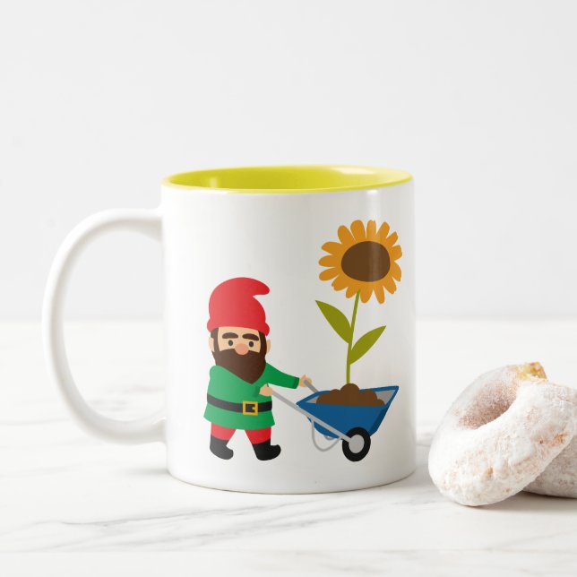 Tasse 2 Couleurs Jardin mignon devient amusant (Avec donut)