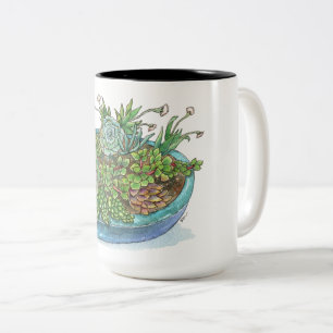 Tasse 2 Couleurs Jardin rond Succulent