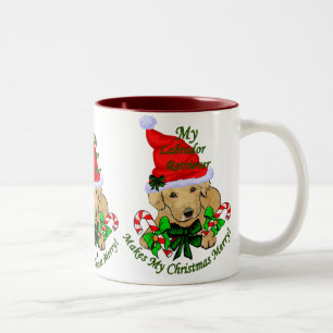 Tasse 2 Couleurs Jaune Labrador Retriever Cadeaux de Noël