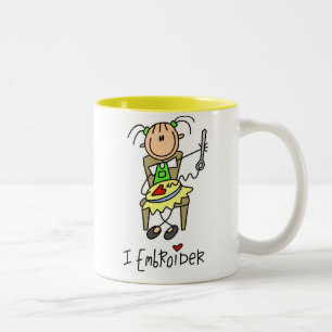 Tasse 2 Couleurs Je Brode le Personnage Bâton