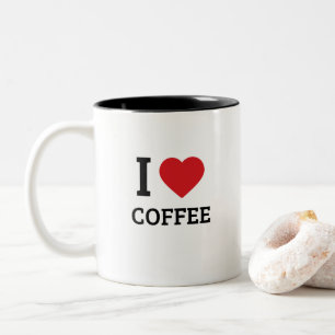 Tasse 2 Couleurs Je ♥ Café - Cadeau Minimaliste Intemporel et Amusa