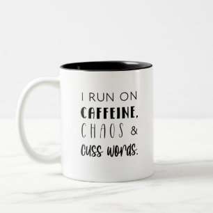 Tasse 2 Couleurs Je cours sur la caféine, le chaos et les mots caf