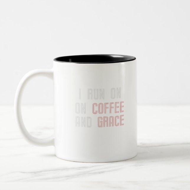 Tasse 2 Couleurs Je Cours Sur Le Café Et La Grace (Gauche)
