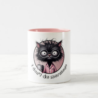 Tasse 2 Couleurs Je ne fais pas le matin Chat Noir