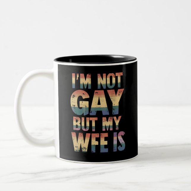 Tasse 2 Couleurs Je ne suis pas gay mais ma femme est Mariage de l' (Gauche)