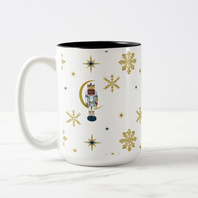 Tasse 2 Couleurs Je ne suis que des Noirs pour Noël en bleu et or (Gauche)