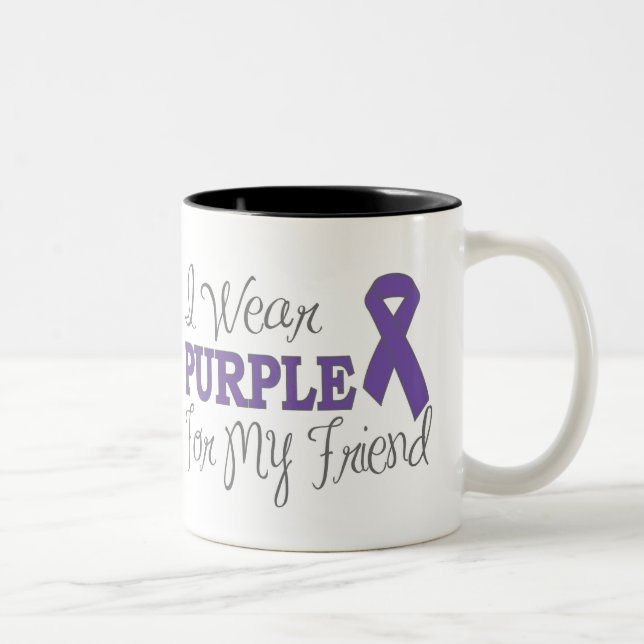 Tasse 2 Couleurs Je porte le pourpre pour mon ami (le ruban (Droit)
