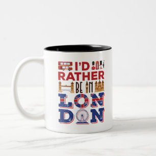 Tasse 2 Couleurs Je préférerais être à Londres Angleterre Grand
