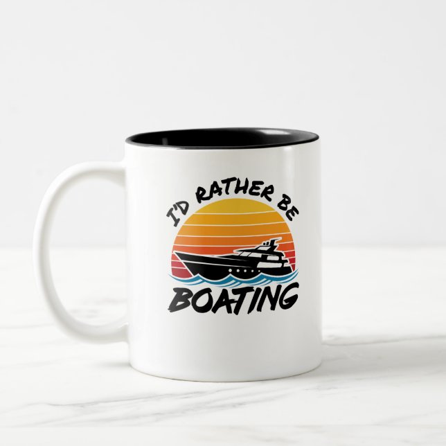 Tasse 2 Couleurs Je préférerais être Bateau Capitaine Yachting Yach (Gauche)