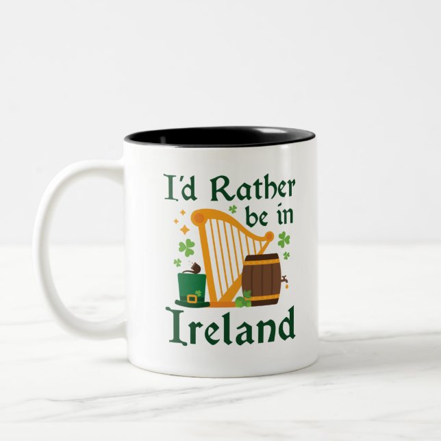 Tasse 2 Couleurs Je préférerais être en Irlande (Gauche)