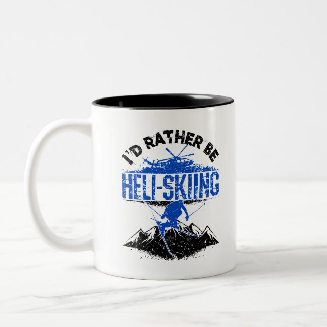 Tasse 2 Couleurs Je préférerais faire du ski par hélicoptère (Gauche)