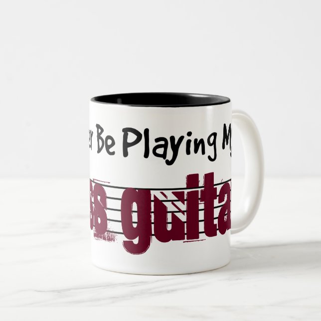 Tasse 2 Couleurs Je Préférerais Jouer Ma Basse Guitare (Devant droit)