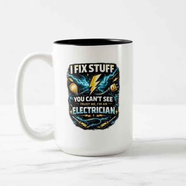 Tasse 2 Couleurs Je répare des trucs que vous ne pouvez pas voir -  (Gauche)