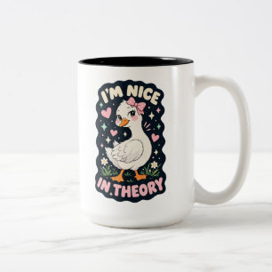 Tasse 2 Couleurs Je suis gentil en théorie humour d'oie