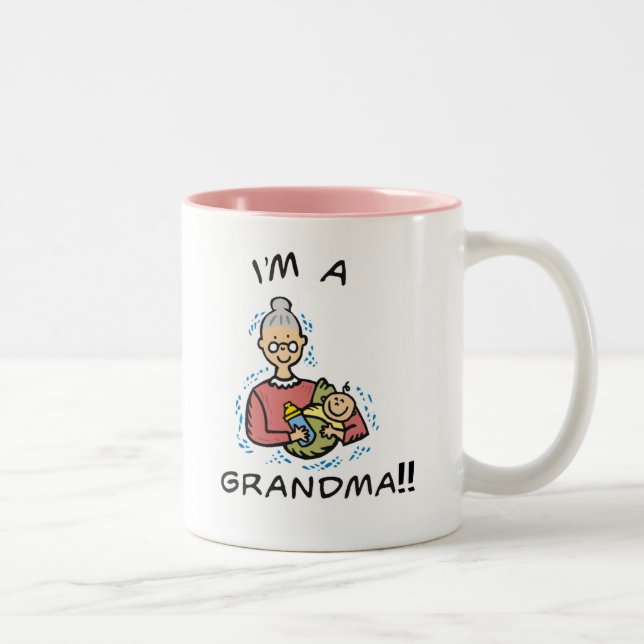 Tasse 2 Couleurs Je suis grand-mère et bébé (Droit)