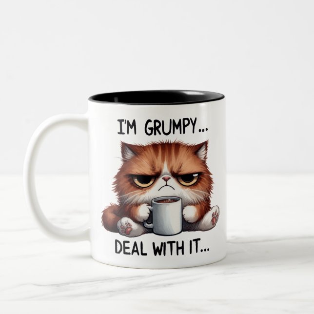 Tasse 2 Couleurs Je suis Grumpy, traite avec le chat (Gauche)