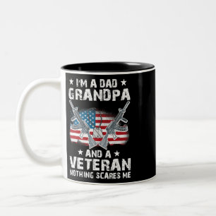 Tasse 2 Couleurs Je suis papa grand-père et un vétéran du drapeau a