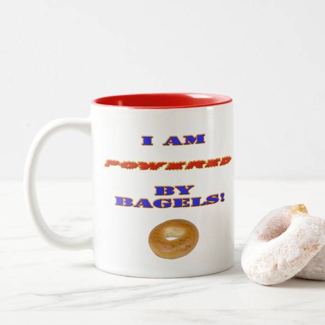 Tasse 2 Couleurs Je suis propulsé par des Bagels (Avec donut)