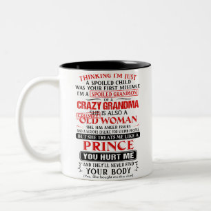Tasse 2 Couleurs Je suis un petit-fils gâté d'une grand-mère fol
