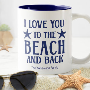 Tasse 2 Couleurs Je t'aime jusqu'à la plage et retour - Citation Bl