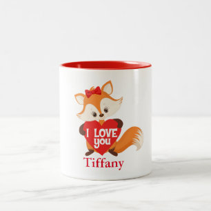 Tasse 2 Couleurs Je t'aime le renard avec coeur